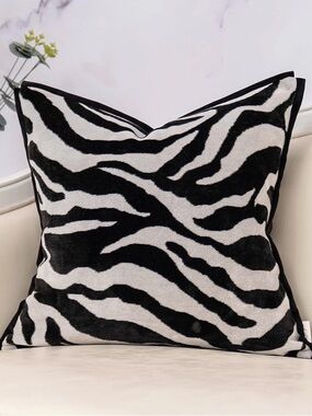 Bold Zebra Print Square Throw Pillow - Black & White